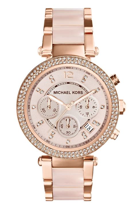 michael kors parker blush acetate link chronograph watch|Michael Kors chronograph bracelet.